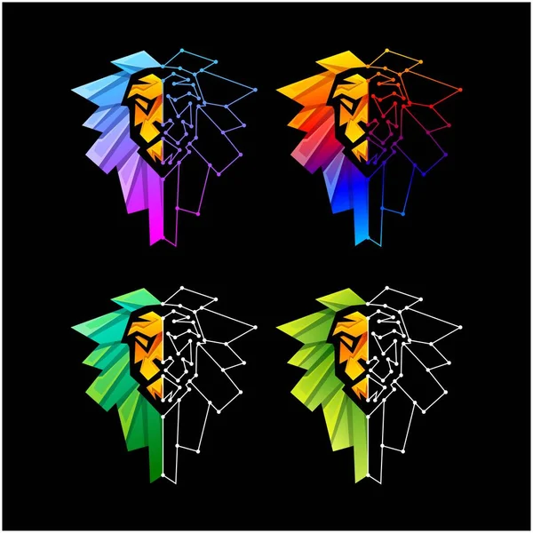 Logo Vettoriale Illustrazione Leone Moderno Gradiente Stile Colorato — Vettoriale Stock