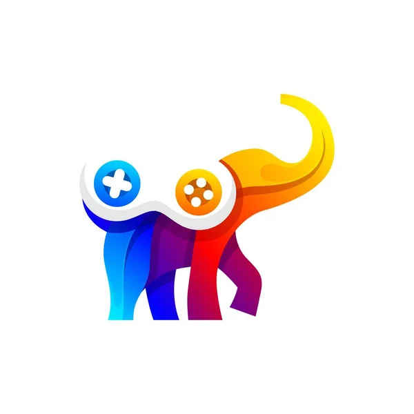 Διάνυσμα Εικονογράφηση Λογότυπο Ελέφαντα Κλίση Παιχνίδι Πολύχρωμο Στυλ — Διανυσματικό Αρχείο