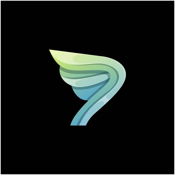 Illustration Logo Vectoriel Lettre Aile Dégradé Style Coloré — Image vectorielle