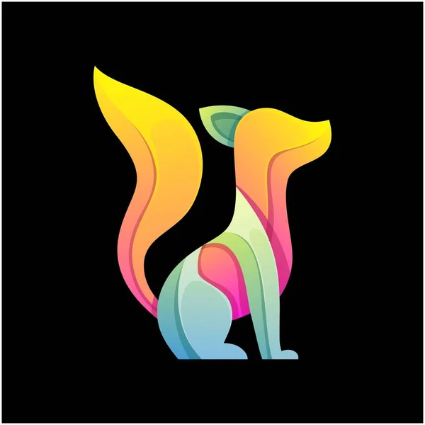 Векторный Логотип Иллюстрация Лиса Градиентный Красочный Стиль — стоковый вектор