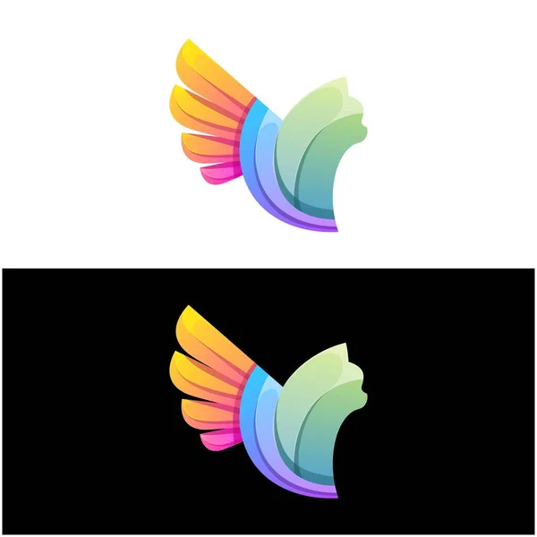 Vector Logo Illustratie Kat Vleugel Gradiënt Kleurrijke Stijl — Stockvector