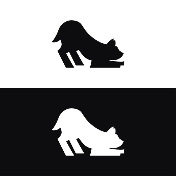 Stile Silhouette Cane Logo Illustrazione Vettoriale — Vettoriale Stock