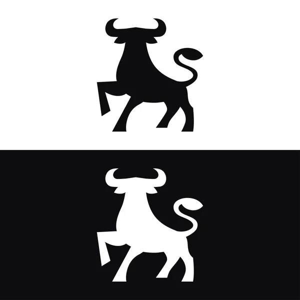 シルエットスタイルの雄牛のロゴイラストベクトル — ストックベクタ