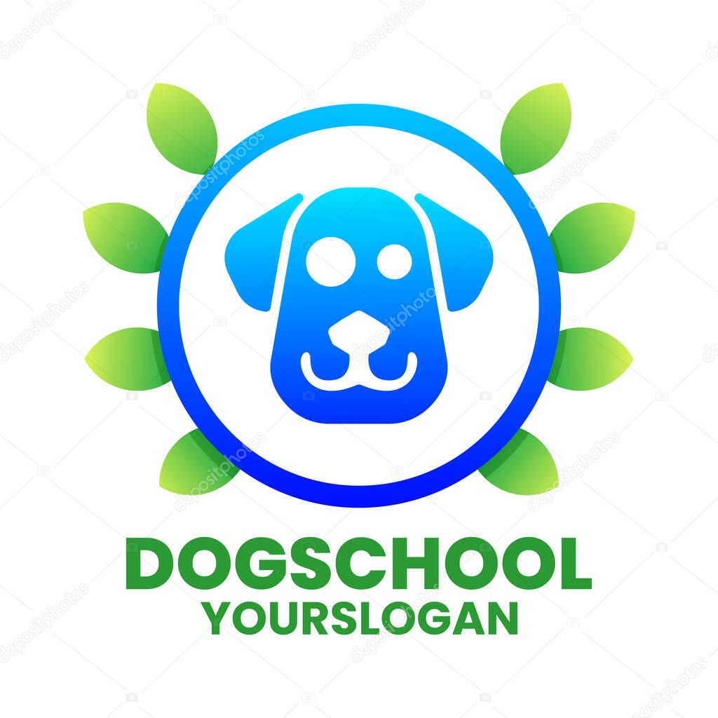 Dog school gradient logo design