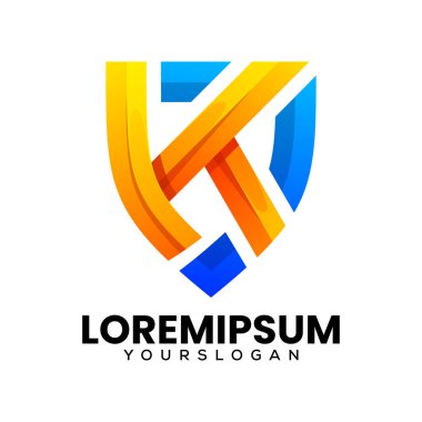 Vektör logosu illüstrasyon harfi k kalkan gradyan renk biçimi