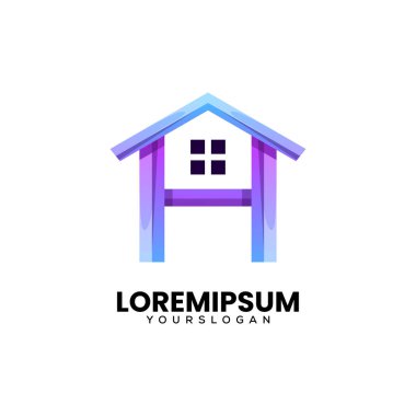Vektör logo illüstrasyon harfi Bir ev gradyanı renkli biçim