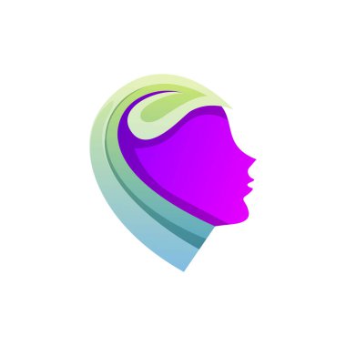 Kadınlar yaprak gradyan logo tasarım şablonu