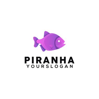 Piranha balığı renkli logo tasarımı şablonu