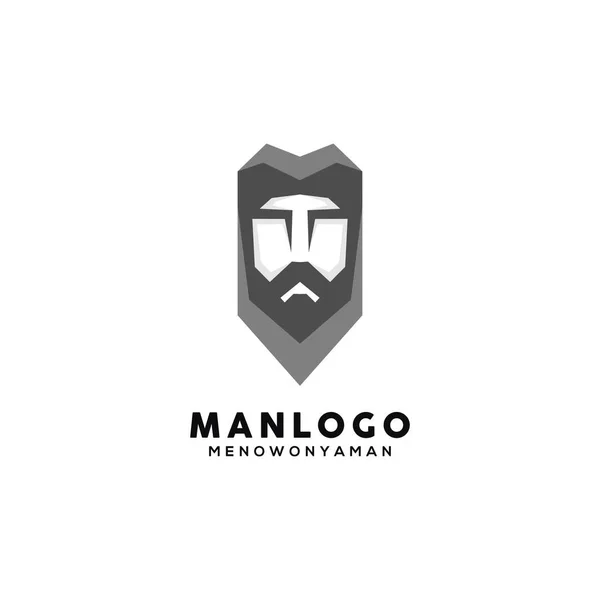 Bärtige Mann Logo Design Vorlage — Stockvektor