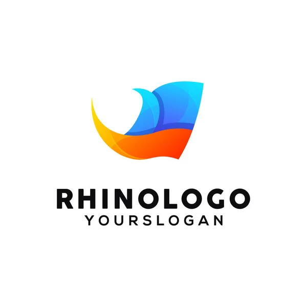 Neushoorn Kleurrijke Logo Ontwerp Template — Stockvector