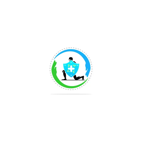 Desain Logo Perisai Manusia - Stok Vektor