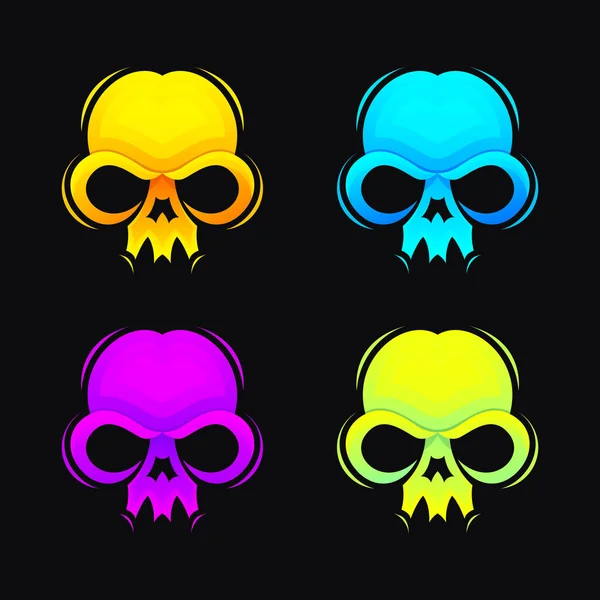 Skull Head Colorful Logo Design — Stock Vector