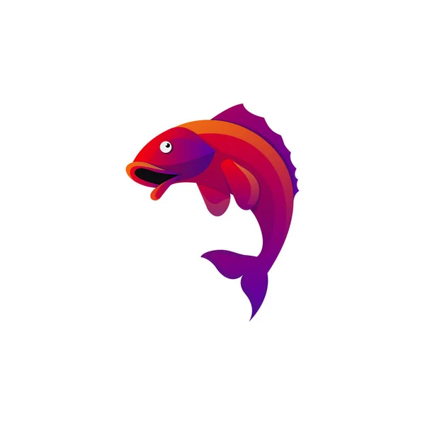 Σολομός Ψάρια Πολύχρωμο Λογότυπο Σχεδιασμό — Διανυσματικό Αρχείο
