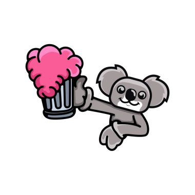 Bira tutan sevimli koala çizimi