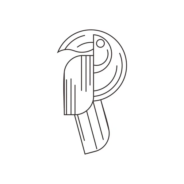 Hornbill Ligne Art Logo Design — Image vectorielle
