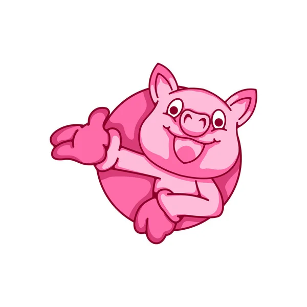 Mascotte Porc Autocollant Icône Shirt — Image vectorielle
