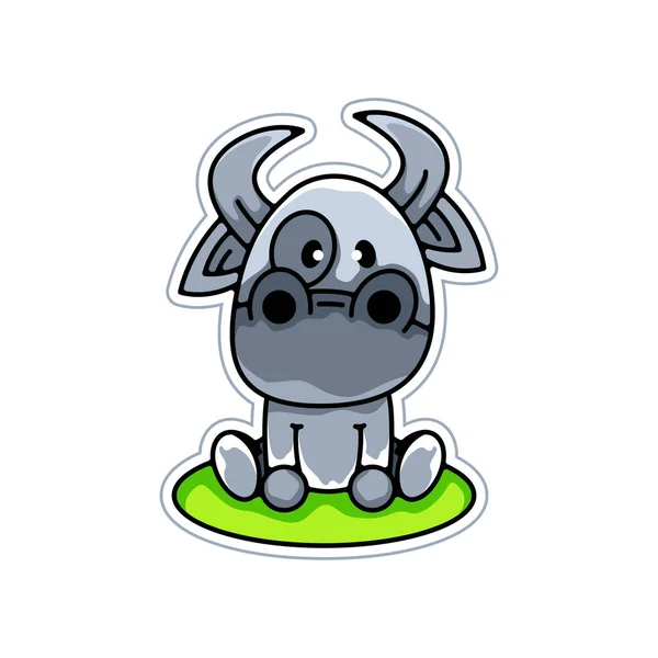 Bonito Vaca Logotipo Ilustração Sentado — Vetor de Stock