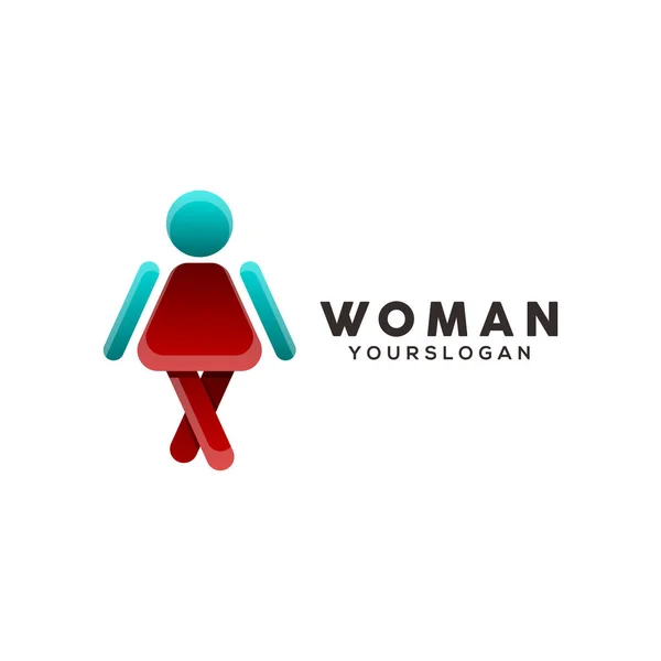 Mujer Gradiente Logo Diseño Vector — Vector de stock