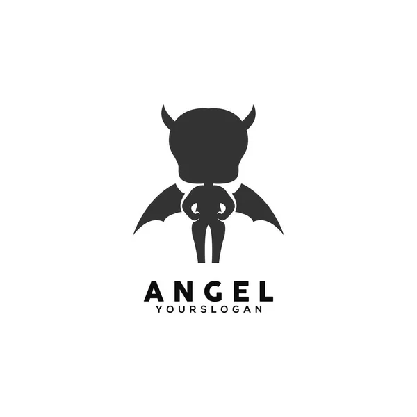 Engel Zwart Logo Ontwerp Template — Stockvector