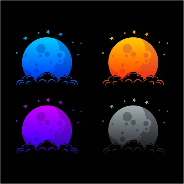 Gradient Style Lune Logo Conception Illustration Collection — Image vectorielle