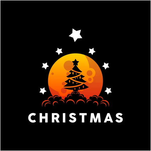 Ilustração Vetorial Uma Árvore Natal Lua —  Vetores de Stock