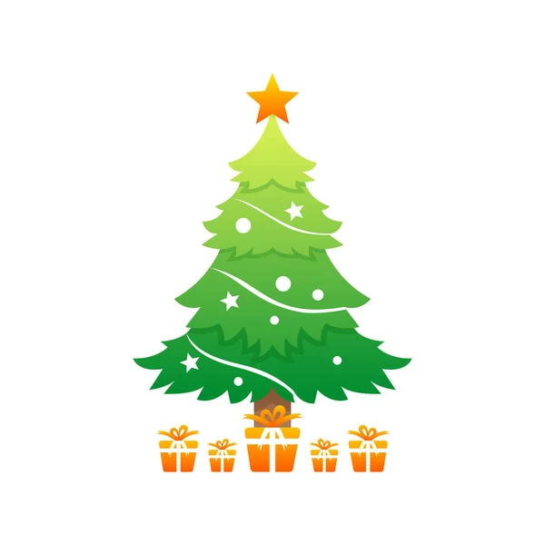 Stile Gradiente Vettoriale Albero Natale Logo — Vettoriale Stock