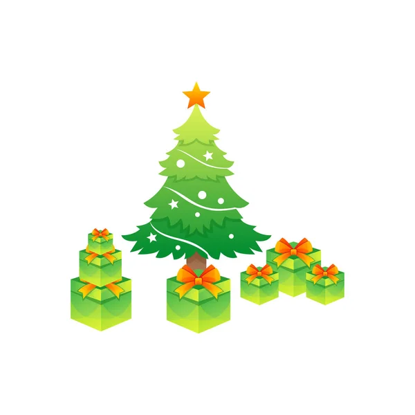 Vetor Colorido Logotipo Árvore Natal —  Vetores de Stock