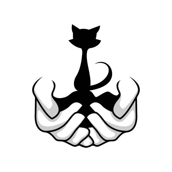 Icône Soin Chat Logo Design — Image vectorielle