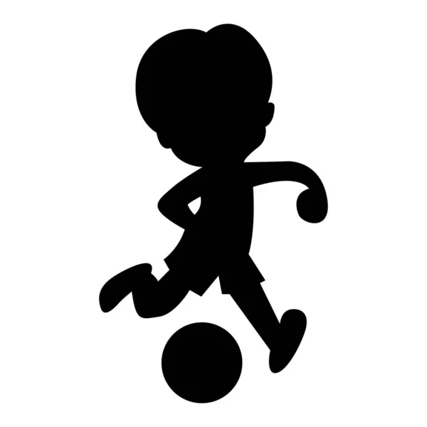 Kleiner Junge Logo Spielt Ball Silhouette Stil — Stockvektor