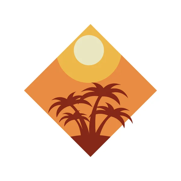 Beach Sunset Logo — Stock Vector