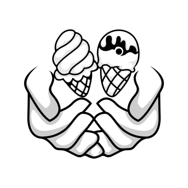 Hand Ice Cream Logo Design — Stock Vector