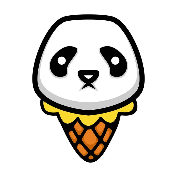 Sorvete Panda Ícone Logotipo Design — Vetor de Stock