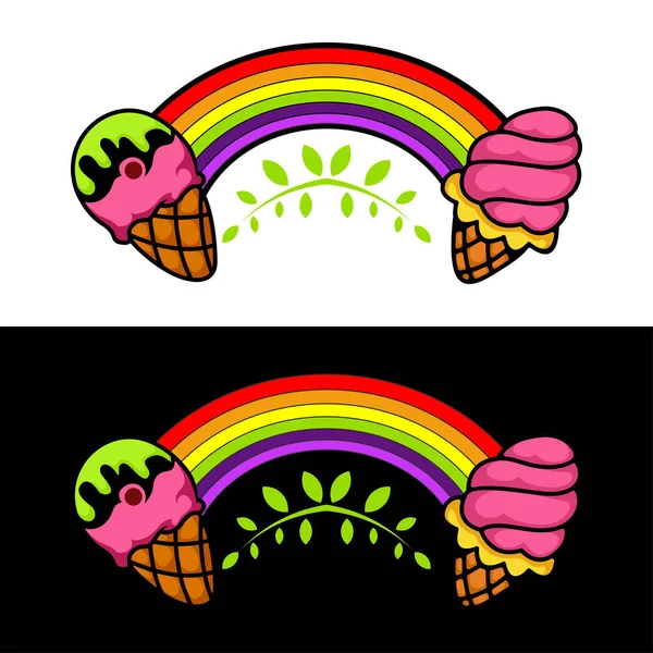 Eiscreme Regenbogen Ikone Logo Design Stockvektor