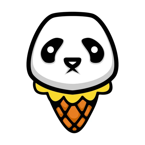 Sorvete Panda Ícone Logotipo Design Gráficos Vetores