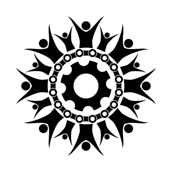 Menschliche Kette Getriebe Ikone Logo Design — Stockvektor