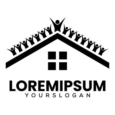 İnsan ev simgesi logo tasarım vektörü