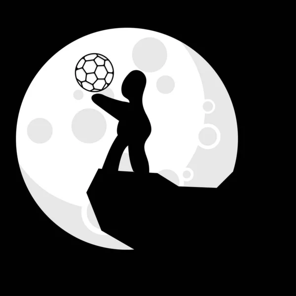 Silhouette Mann Und Ball Logo Design — Stockvektor