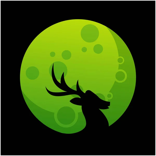 Design Del Logo Cervo Luna — Vettoriale Stock