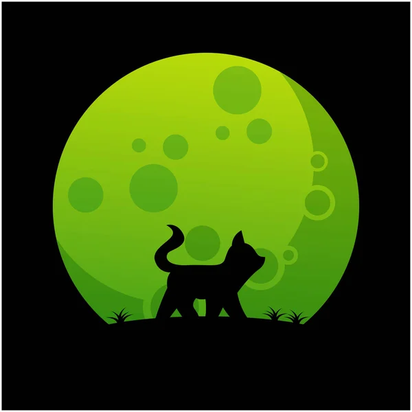 Λογότυπο Εικονιδίου Γάτας Και Σελήνης — Διανυσματικό Αρχείο