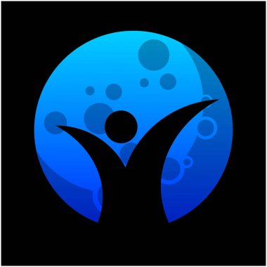 İnsan ve mavi ay logosu tasarımı