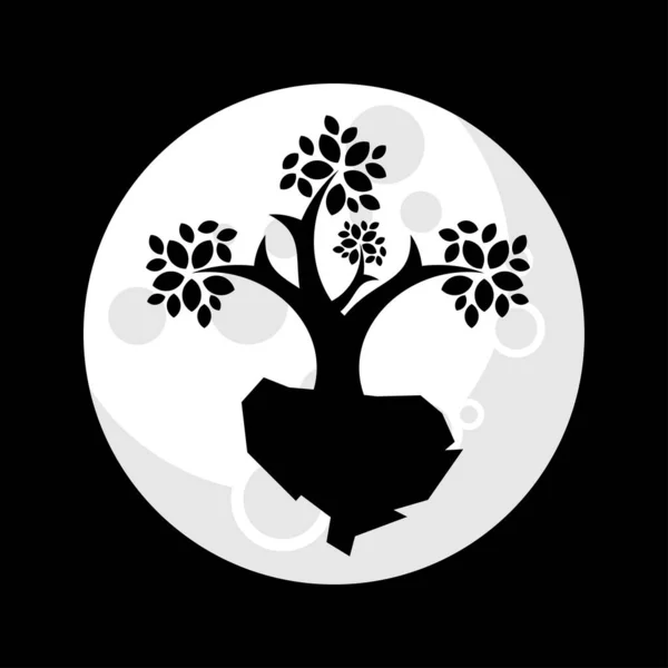 Projekt Logo Księżyca Drzewa — Wektor stockowy