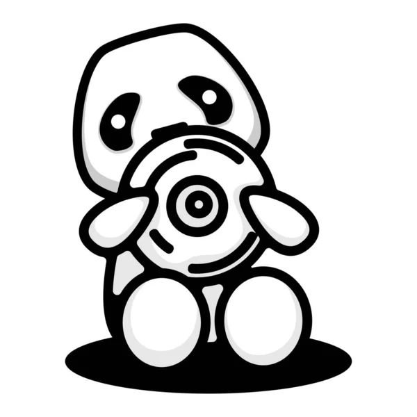 Bonito Panda Ícone Logotipo Adesivos Design — Vetor de Stock