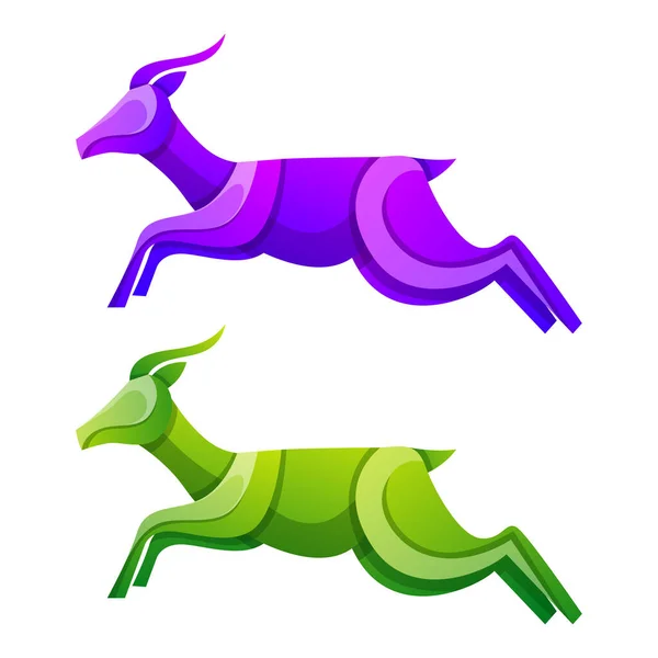 鹿カラフルなアイコンロゴデザインテンプレート — ストックベクタ