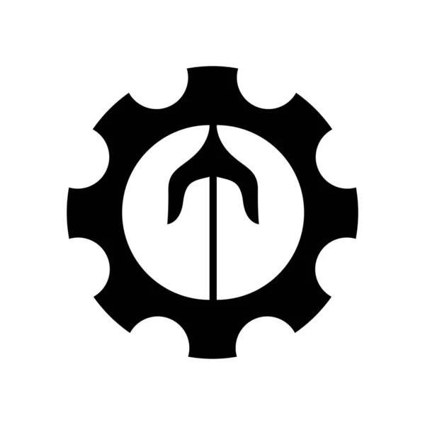 Conception Logo Icône Main Engrenage — Image vectorielle