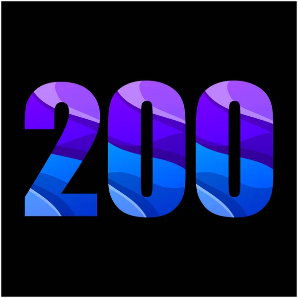 Número 200 Diseño Logotipo Degradado Colorido — Vector de stock