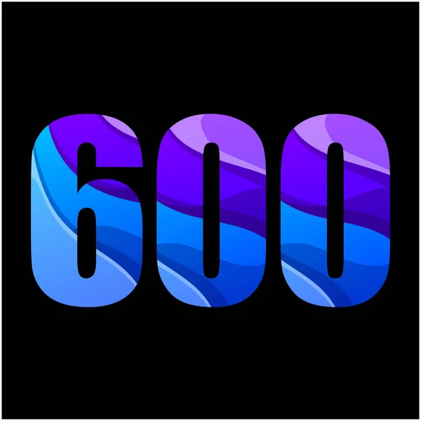 Número 600 Diseño Logotipo Degradado Colorido — Vector de stock