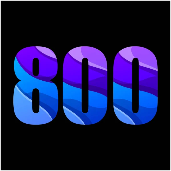 Número 800 Diseño Colorido Del Logotipo Del Degradado — Vector de stock