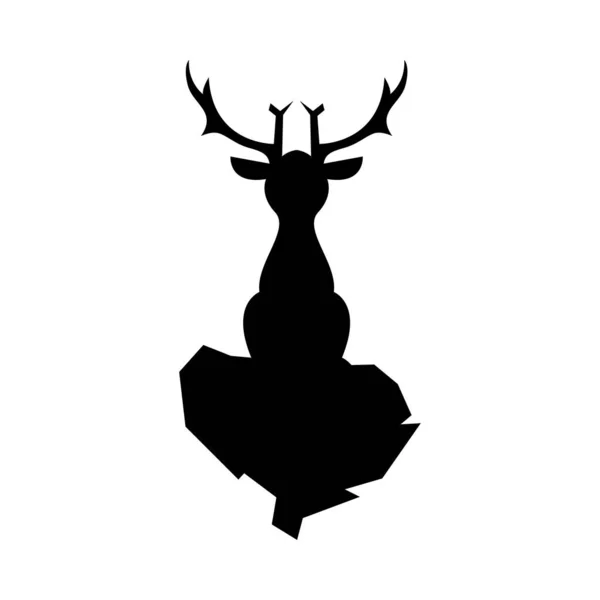 Black Silhouette Logo Sitting Deer — Stock Vector