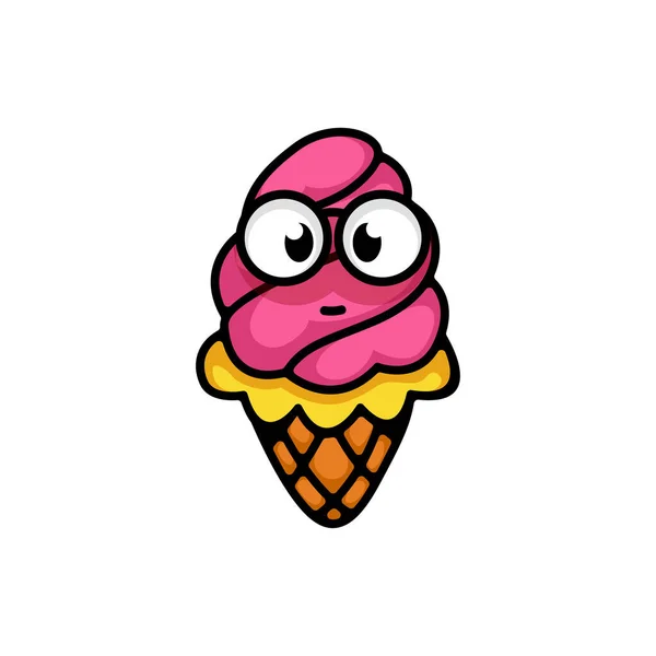 アイスクリームキャラクターのロゴデザインテンプレート — ストックベクタ