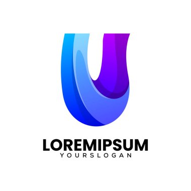 renkli harf U simgesi logo tasarımı